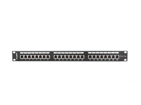 Lanberg Patch Panel 24 Port 1U Kat.5E czarny ekranowany