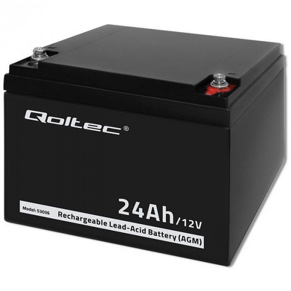 Qoltec Akumulator AGM | 12V | 24Ah | max.7.2A