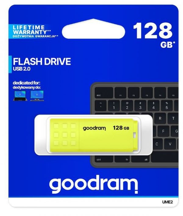 GOODRAM Pendrive UME2 128GB USB 2.0 żółty