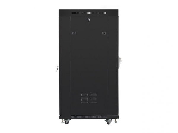 Lanberg Szafa instalacyjna rack stojąca 19 27U 600x800 czarna, drzwi szklane LCD (Flat pack)