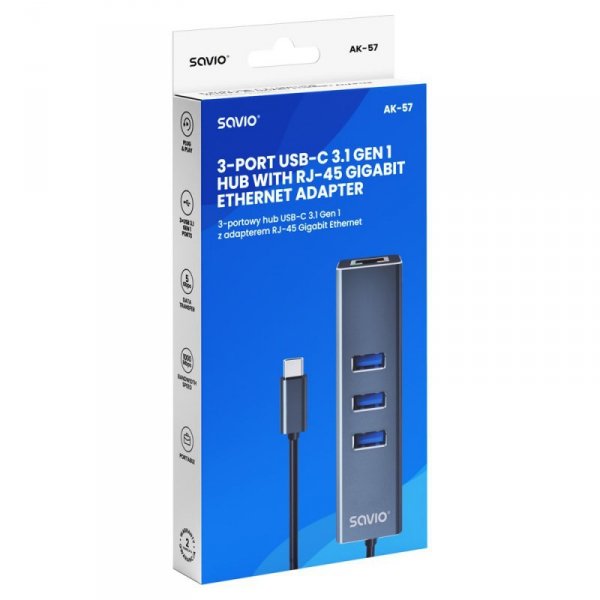 Savio HUB USB-C 3.1, AK-57