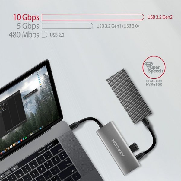 AXAGON HMC-5G2 Wieloportowy hub USB 5in1, 10Gbps, 2x USB-A + 2x USB-C + HDMI 4K/60Hz, PD 100W, 13cm USB-C kabel