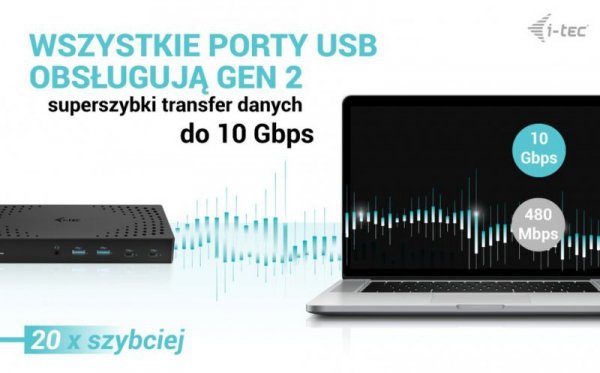 i-tec Stacja dokująca USB 3.0 / USB-C / Thunderbolt, 3 x 4K Gen 2 + zasilanie 100 W