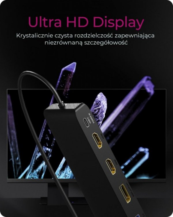IcyBox Stacja dokująca IB-DK2116-C 12in1,HDMI,DP,LAN,USB