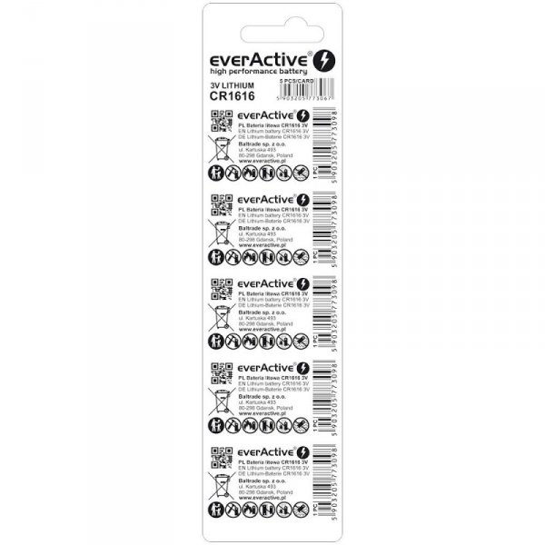 everActive Baterie litowe mini CR1616 blister 5 sztuk