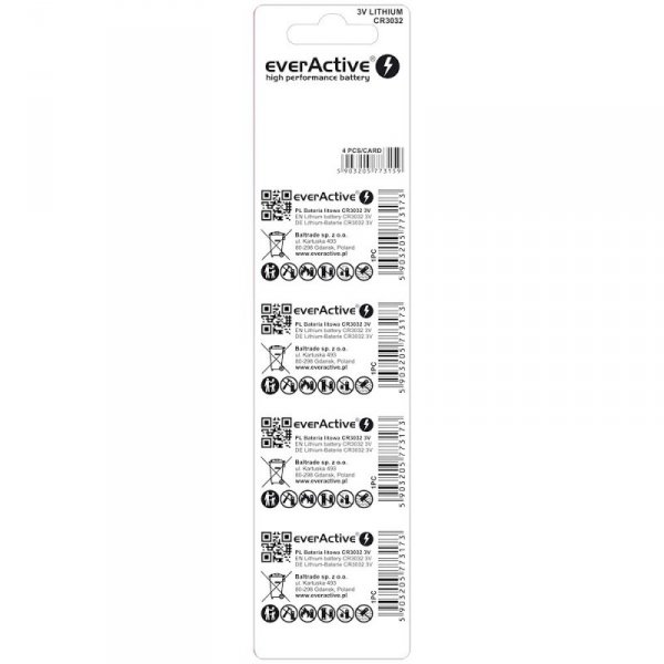 everActive Baterie litowe mini CR3032 blister 4 szt.