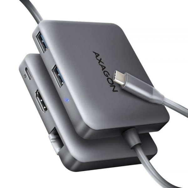 AXAGON HMC-5HL Wieloportowy hub USB 5in1, 5Gbps, 2x USB-A, HDMI 4K/60Hz, GLAN, PD 100W, 15cm USB-C kabel
