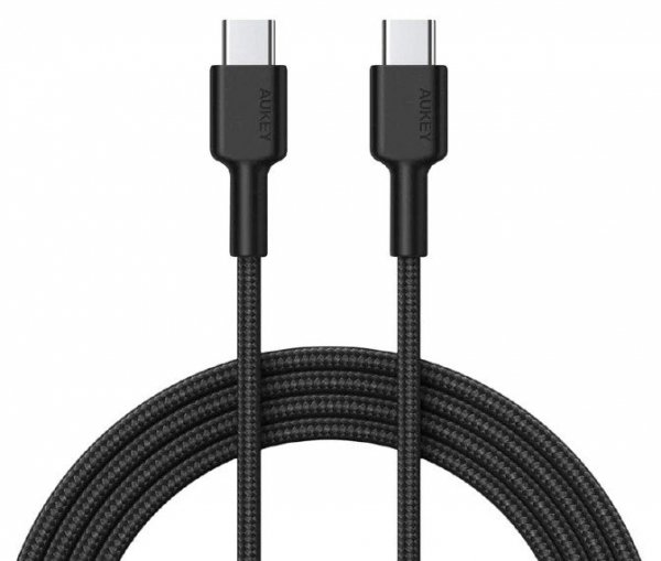 AUKEY CB-CD45 kabel USB-C - USB-C 0,9m 60W PD 3A 20V nylonowy oplot czarny
