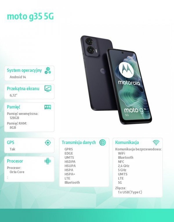 Motorola Smartfon moto g35 5G 8/128GB GrayStone