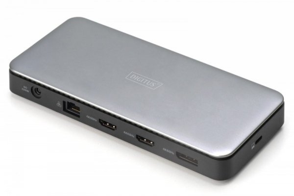 Digitus Stacja dokująca USB-C 11 portowa, max. 4K/60Hz z HDR, HDMI, DP, max. 3 monitory (MST), USB-C 3.2 Gen2, Gigabit Ethernet,
