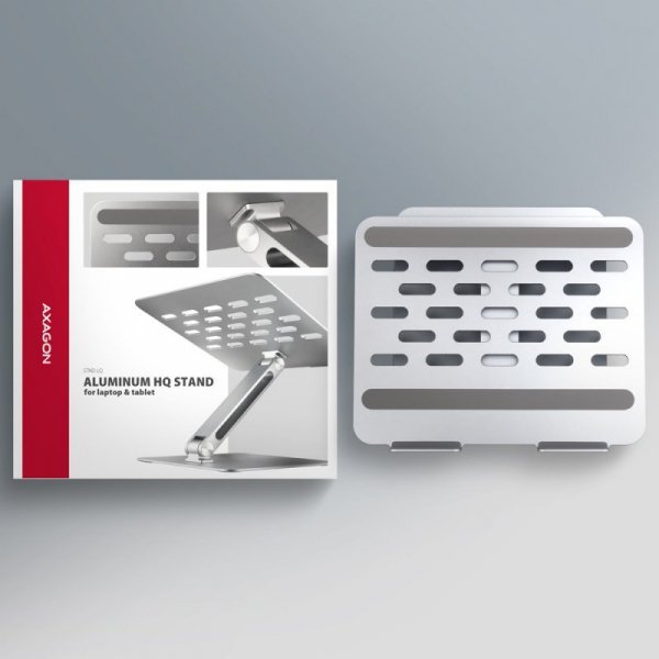 AXAGON Podstawa do laptopów aluminiowa STND-LQ 10-17.3 cali, regulowane kąty nachylenia, Szara