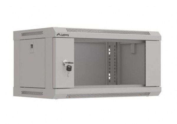 Lanberg Szafa instalacyjna rack wisząca 19" 4U 540x350 szara drzwi przeszklone (flat pack)