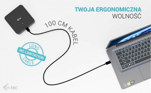 i-tec Stacja dokująca USB-C DP Dual HDMI Power Delivery 100W + Uniwersalna Ładowarka 100W