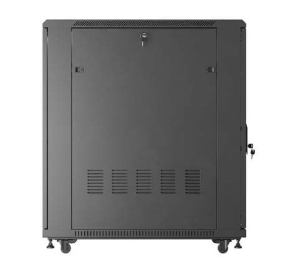 Lanberg Szafa instalacyjna rack stojąca 19" 22U 600x1000 czarna drzwi   przeszkolne ( flat pack)