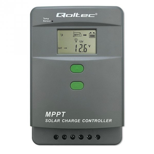 Qoltec Solarny regulator ładowania MPPT z czujnikiem temperatury 60A |  12V/24V | LCD | Bluetooth | APP | GEL | LiFePO4