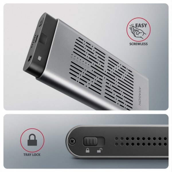 AXAGON EEM2-20GD Obudowa zewnętrzna aluminiowa USB-C 3.2 Gen2x2, Dual NVMe M.2 SSD 20gbps, Clone Master