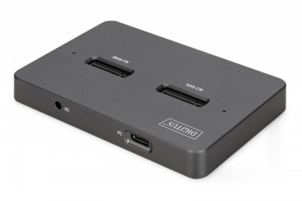 Digitus Stacja dokująca dysków | USB-C 3.2 Gen2 10Gbps | SSD M.2 NVMe + SATA (max. 2x 4TB) | Czytnik kart SD-Express 7.1 (max. 2