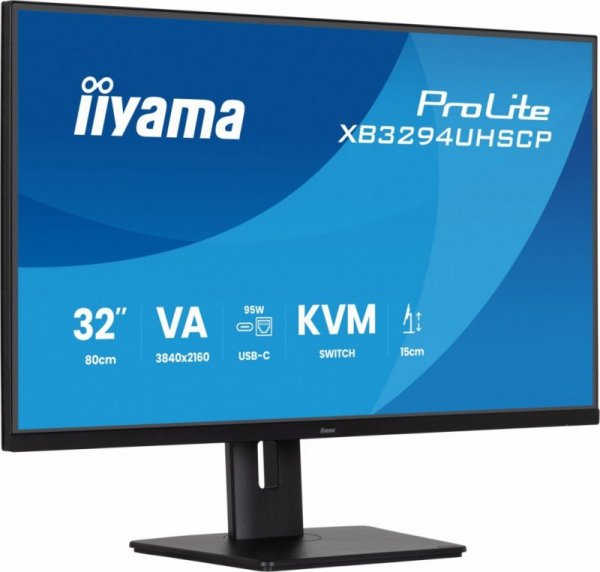 IIYAMA Monitor 31.5 cala XB3294UHSCP-B1.4K,VA,2xHDMI,DP,USB-C dock 95W, PIP,RJ45, 400cd, 2ms, 4xUSB, KVM,Sync,2x5W, HAS (150) PI