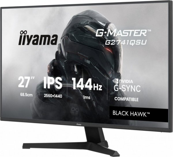 IIYAMA Monitor 27 cali G2741QSU-B1 IPS,QHD,144Hz,1ms,2xUSB                  Adaptive G-SYNC,HDMI,DP,350cd,
