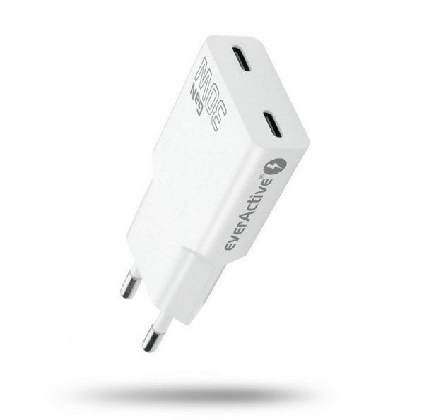 everActive Ładowarka sieciowa SUPER SLIM QC 4+ 30W 2XUSB-C biała SC-385Q