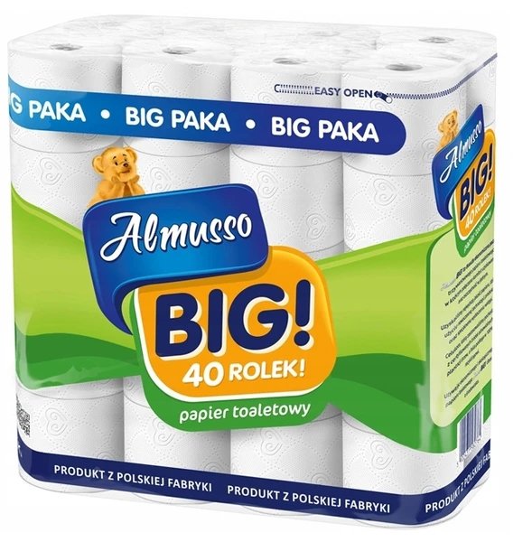 Papier toaletowy 3 warstwowy celuloza Almusso BIG 40 rolek biały