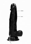 Vibrating Realistic Cock - 8 - With Scrotum - Black