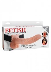 Proteza-HOLLOW STRAP-ON W BALLS 9 FLESH