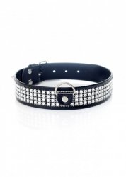 Fetish Boss Series Collar with crystals 3 cm silver