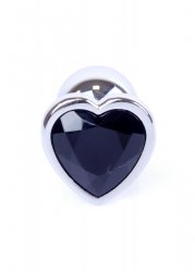 Plug-Jawellery Silver  Heart PLUG- Black