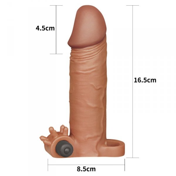 Add 2&quot; Pleasure X Tender Vibrating Penis Sleeve Brown