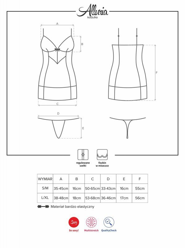 Bielizna-Alluria koszulka i stringi  S/M