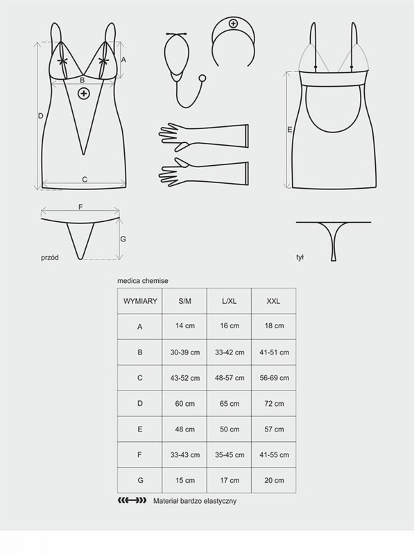 Bielizna-Medica sukienka kostium 5-części  S/M + stetoskop