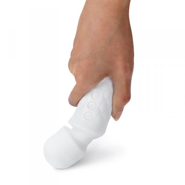 Biały masażer typu wand z silikonu.