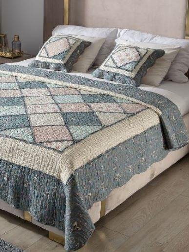 Bawełniana narzuta patchwork kratka 160x200