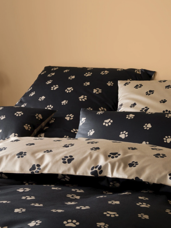 Elegante pościel mako bawełna Paws black/beige 24541 155x200