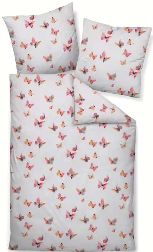 Janine pościel mako-satin Modern art rosa naturell motyle 42170 155x200