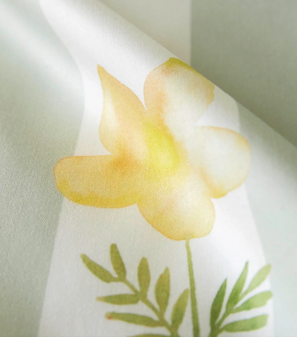 Elegante pościel mako bawełna Flowerstripe zartgrün 24577 155x200