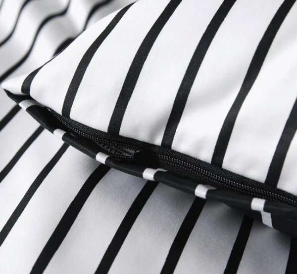 Elegante pościel mako bawełna Lined czarno-biała 24563 155x200