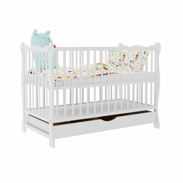 Łóżeczko szuflada JULIA BIAŁA TAPCZANIK 120x60