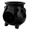 czarny Kociołek Czarownicy z gwiazdami i księżycami - ceramiczny kominek zapachowy do olejków
