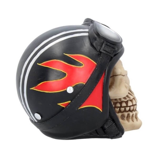 figurka dekoracyjna czaszka motocyklisty w kasku z płomieniami &quot;Hell Fire&quot; Nemesis Now