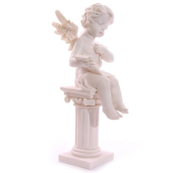 duża figurka wys. 37 cm - Aniołek Cherubin siedzący na kolumnie