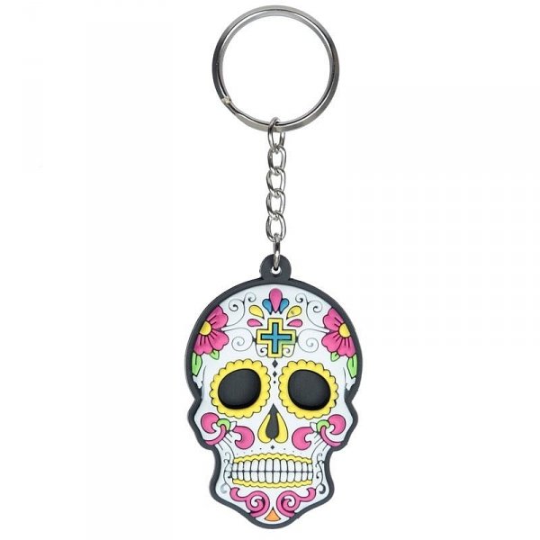 breloczek do kluczy - Meksykańska Czaszka Calavera Biała, Sugar Skull
