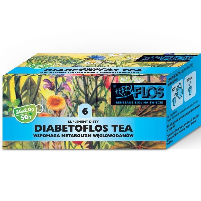 Diabetoflos TEA nr 6 - Herbatka Wspomagająca Utrzymanie Prawidłowego Cukru we Krwi 25 saszetek