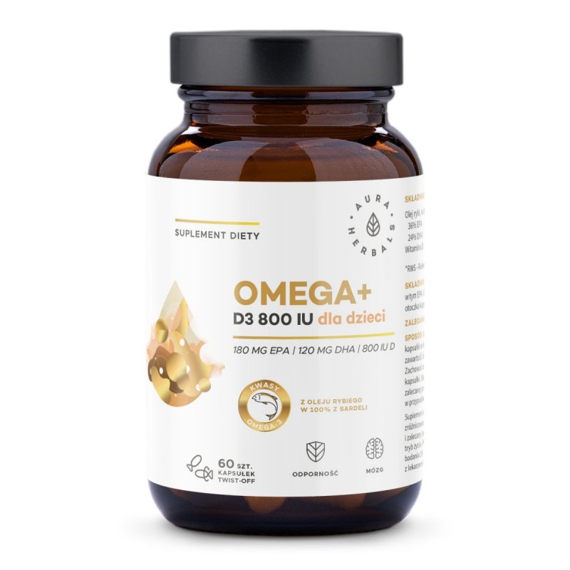 Omega 3 + Witamina D3 dla Dzieci 60 kapsułek twist-off