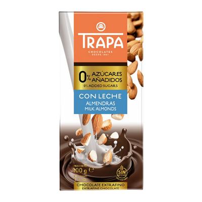 Czekolada Mleczna z Migdałami bez Dodatku Cukru Bezglutenowa 100g