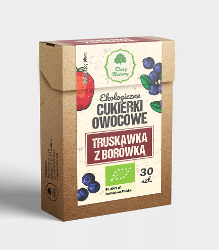 Cukierki Owocowe Truskawka z Borówką Eko 30g
