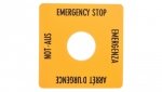 Tabliczka opisowa żółta 50x50mm EMERGENCY STOP SQT1 058874