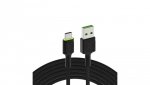 Kabel Green Cell GC Ray USB - USB-C 120cm, zielony LED, szybkiego ładowanie Ultra Charge, QC 3.0