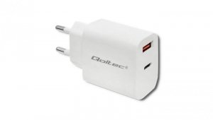Qoltec Ładowarka sieciowa 18W 5-12V 1.5-3A USB typ C PD USB QC 3.0 Biała